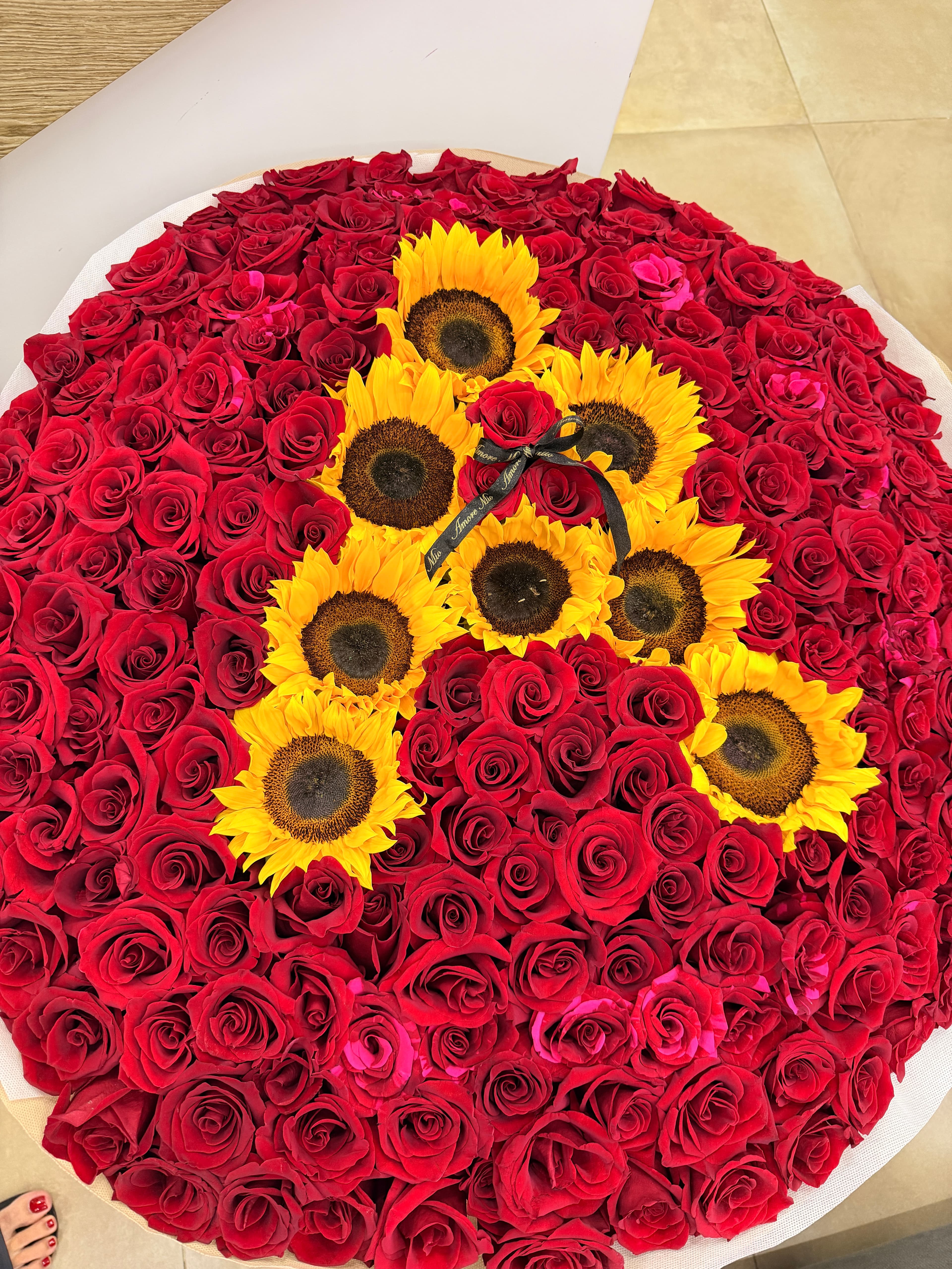 Rosas + Letra en girasoles