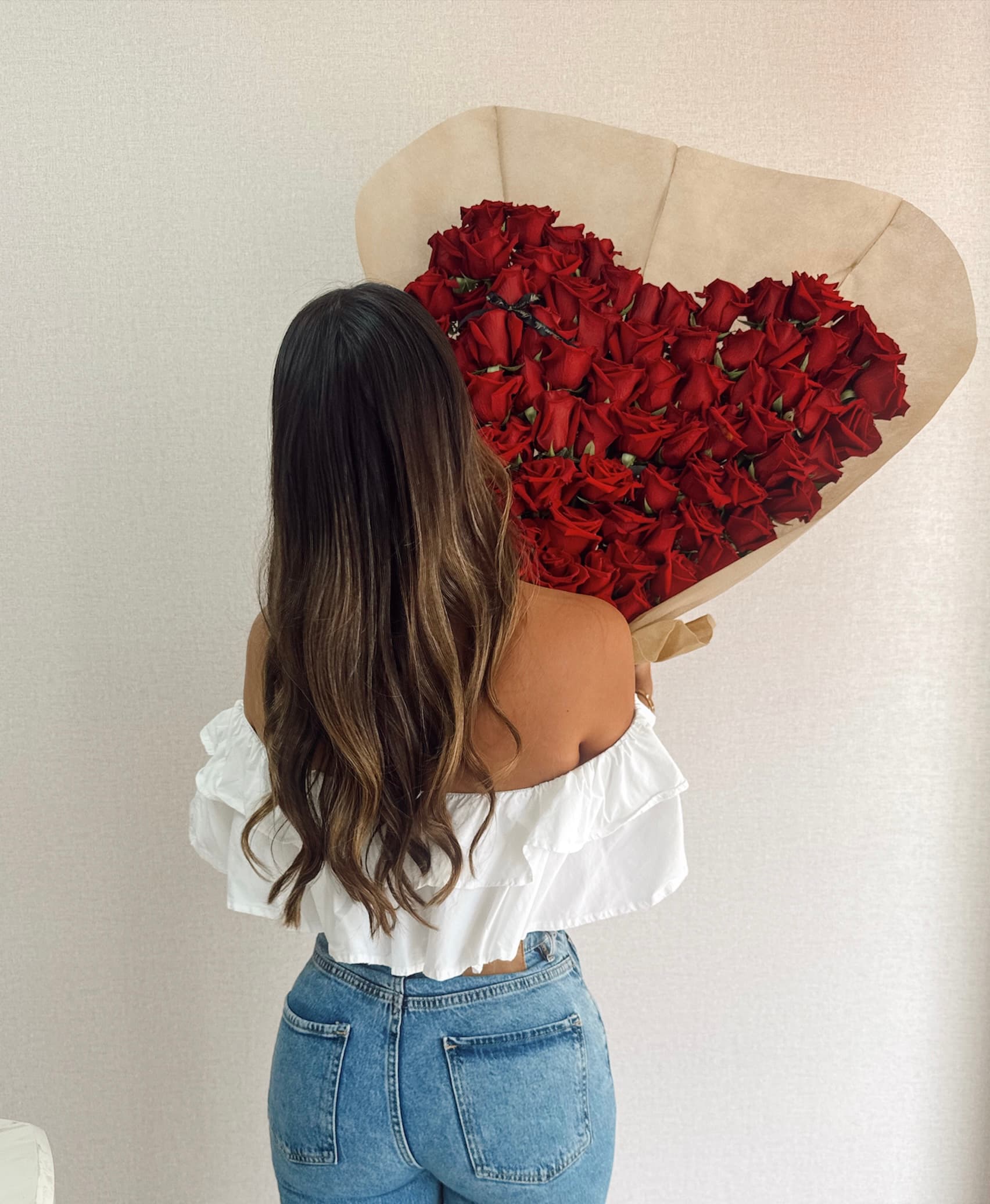 60 rosas en forma de corazón